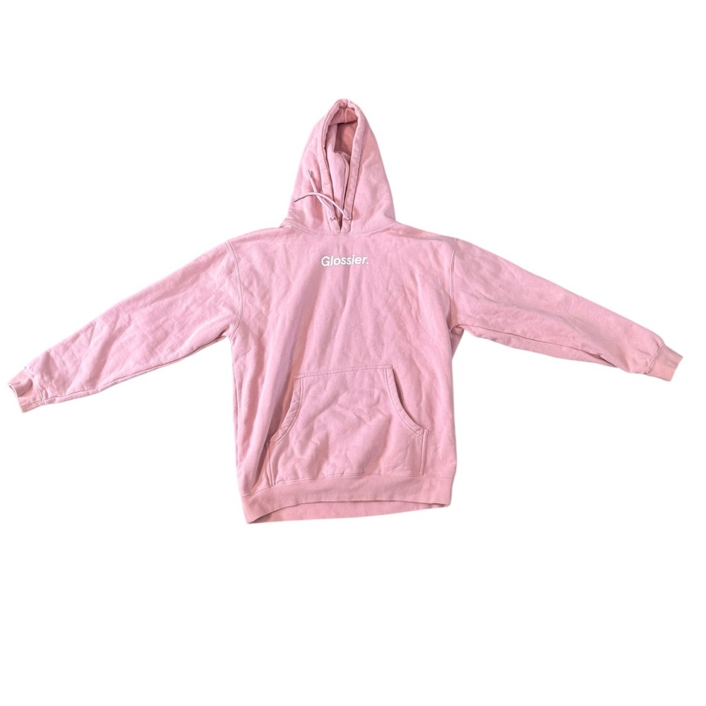 GLOSSIER Pink Hoodie Women’s Logo Oversized Comfy Oversized Size Medium City